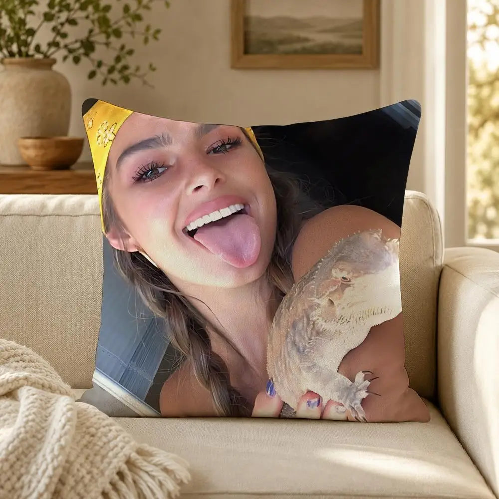 Person A-Addison R-Rae Funny Cushion Cover Soft Short Plush Decorative Pillow Cover for Sofa Bedroom Easy to Clean