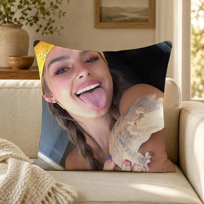 Person A-Addison R-Rae Funny Cushion Cover Soft Short Plush Decorative Pillow Cover for Sofa Bedroom Easy to Clean