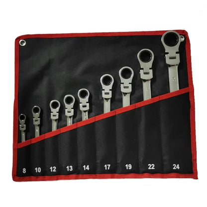 Flex-Head Ratcheting Combination Wrench Set SAE 1/4''-13/16'' Premium 72-Teeth Gear Chrome Organizer Auto Repair Tool