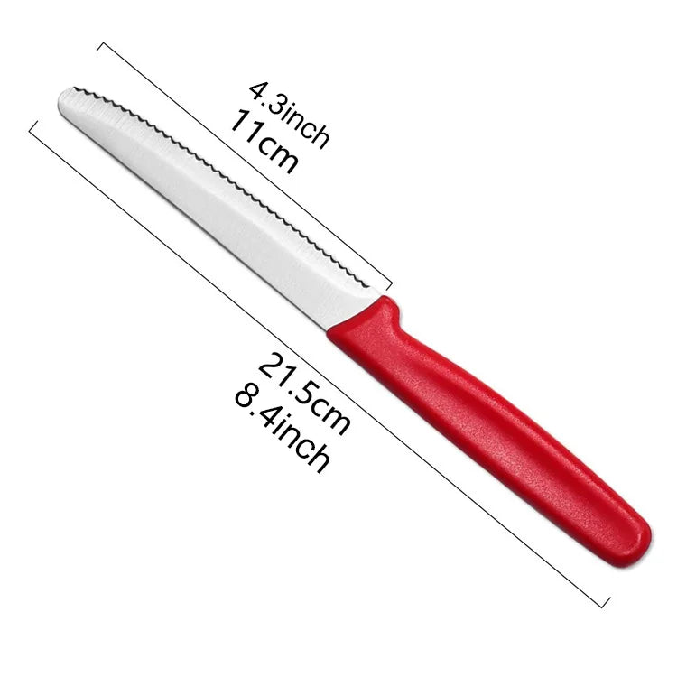 1/2/4/6/8PCS,Serrated Steak knife Round Tip Fruit Vegetable Paring Baking Toast Serrated Bread Knives Kitchen Stuff Baking Tools
