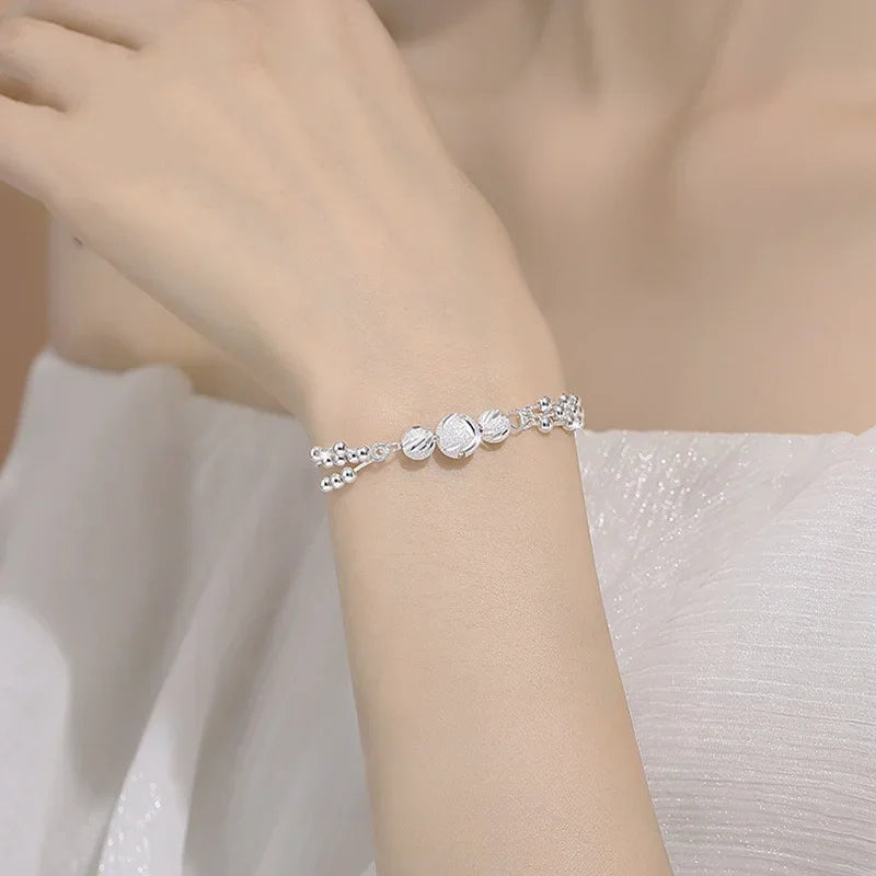 925 Sterling Silver Ball Necklace Bracelet Set for Woman Luxury Original Multi Layer Beads Jewelry Set Party Exquisite Jewelry