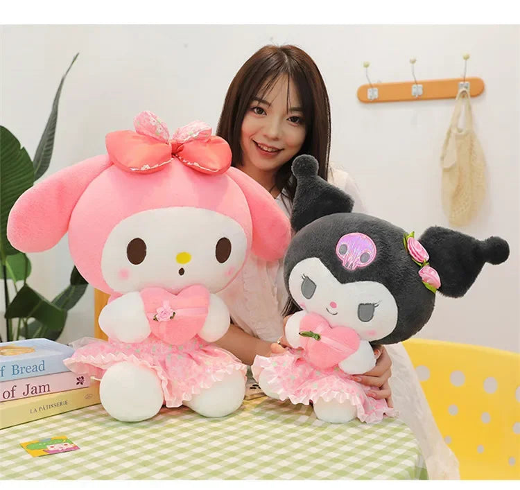 60cm Sanrio Kuromi Melody Hello Kitty Plush Toy Kawaii Cartoon Big Size KT Cat Plush Doll Soft Stuffed Pillow Kids Birthday Gift