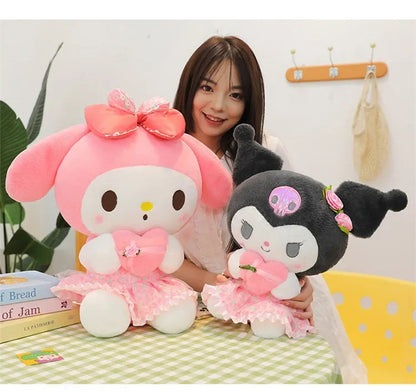 60cm Sanrio Kuromi Melody Hello Kitty Plush Toy Kawaii Cartoon Big Size KT Cat Plush Doll Soft Stuffed Pillow Kids Birthday Gift