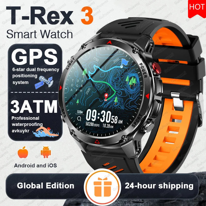 2025 New GPS Map Navigation Smart Watch Men Women Amoled Screen 3ATM Waterproof Sport SmartWatch Compass NFC BT Call Watches Men