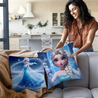 Cute Cartoon Frozens Elsas Pillow Covers Cartoon Sofa Decorative Home Double-sided Printing Short Plush Cute Cushion Cover