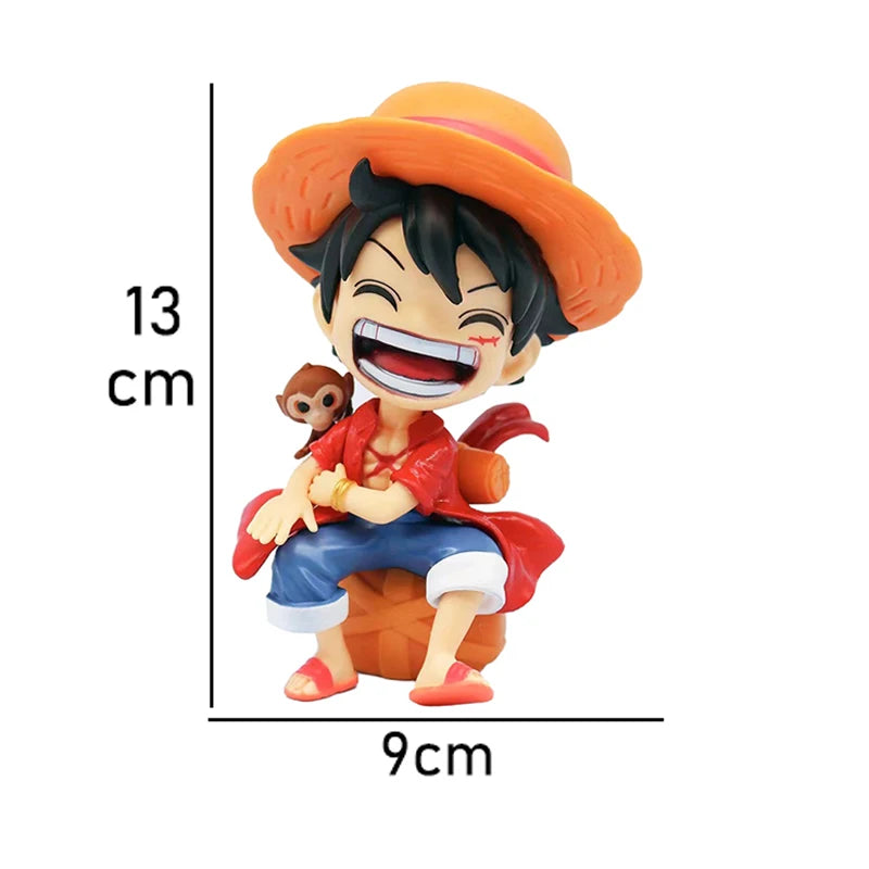 Anime peripheral series new ONE PIECE Luffy Solon Sanji Q-version sitting posture model figurine toy for children birthday gifts