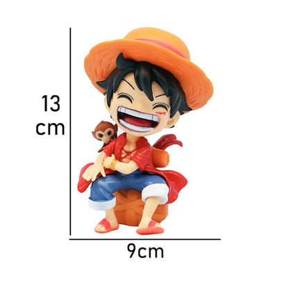 Anime peripheral series new ONE PIECE Luffy Solon Sanji Q-version sitting posture model figurine toy for children birthday gifts