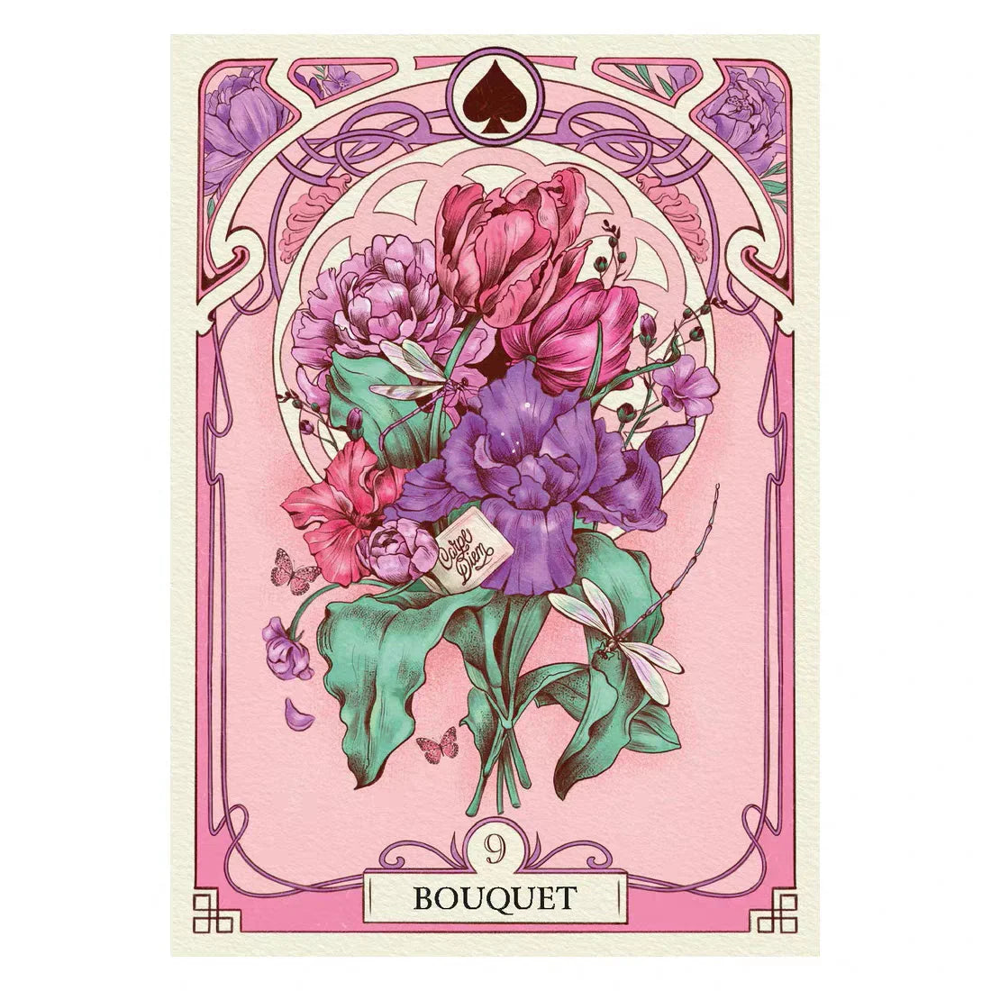 Romantic Lenormand Oracle Cards 10.2*7.2cm English Vision Art Nouveau Floral Motifs 37 Pcs Deck 4*2.8inch For Party, Board Games