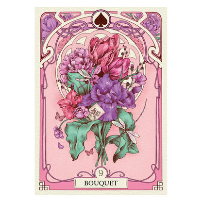 Romantic Lenormand Oracle Cards 10.2*7.2cm English Vision Art Nouveau Floral Motifs 37 Pcs Deck 4*2.8inch For Party, Board Games