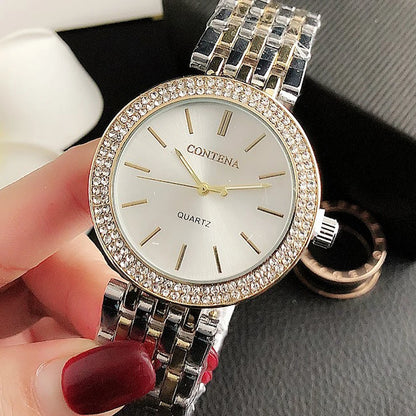 New Women's Watches Luxury Brand Contena Ladies Quartz Watch Full Stainless Steel Female Clock Wristwatches Gift Reloj Mujer
