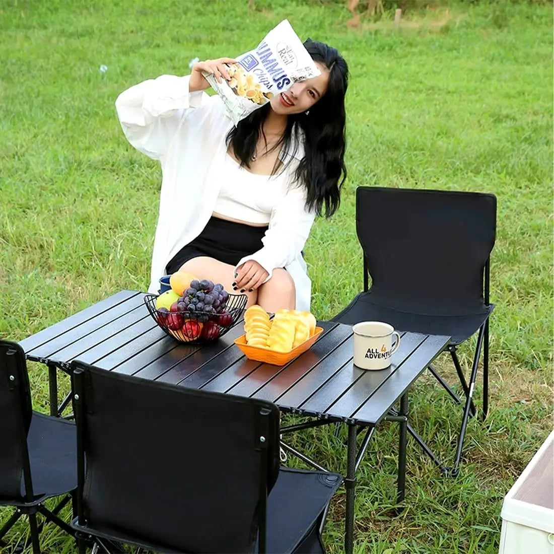 Outdoor Portable Folding Chair Foldable Car Super Durable Material, Integrated Storage Design Convenient to Comfort Camping Gear