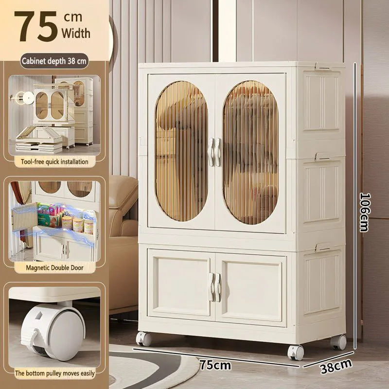 Foldable Baby Closet Plastic Infant Wardrobe Children's Clothing Storage Cabinet for Home Bedroom No Installation Needed