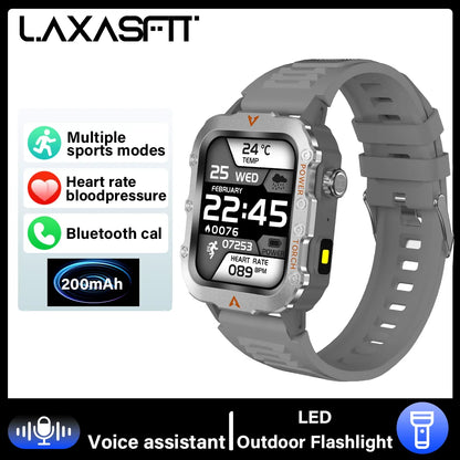 LAXASFIT New Smart Watch Bluetooth Talk LED Flashlight Sports Fitness Tracker Men Women Outdoor Sports Smart Watch