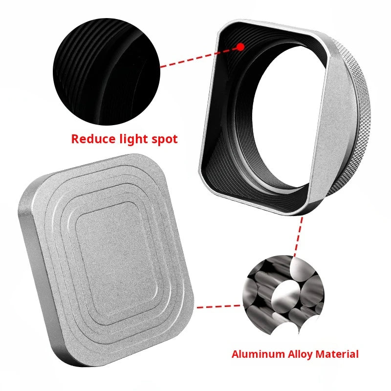 Square X100VI Shading Hood Compatible With Fujifilm X70 X100S X100T X100 X100F X100V Lens Filter Adapter Ring Metal Mount