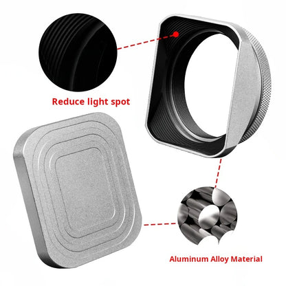 Square X100VI Shading Hood Compatible With Fujifilm X70 X100S X100T X100 X100F X100V Lens Filter Adapter Ring Metal Mount