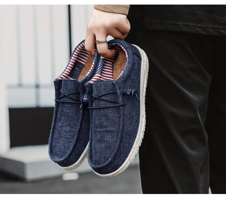 Men's Loafers Shoes Slip-on Easy To Put on Take Off Comfortable Breathable Casual Lightweight Low-Top Men's Canvas Shoes