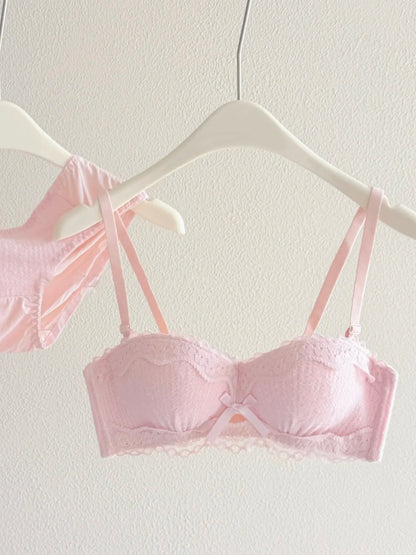 YEMOMO Lace Sexy Bra Set Padded Push Up Small Bust Lift Shaping Half Cup Concealed Bottom Intimate Underwear Set for Women  S-XL