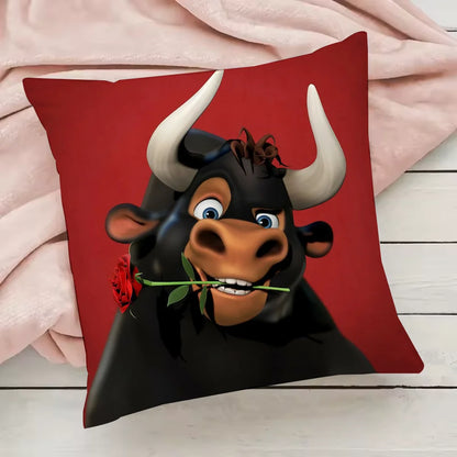 Cute Cartoon Ferdinand Pillow Case Pillowcase Anti-dustmite Pillow Invisible zipper silky short plush Sofa cushion cover