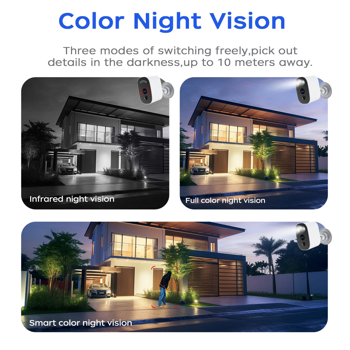 JOOAN 2K Solar Security Camera Outdoor 2.4G WiFi Human Detection IP Camera Waterproof Night Vision Solar Powered Battery Camera
