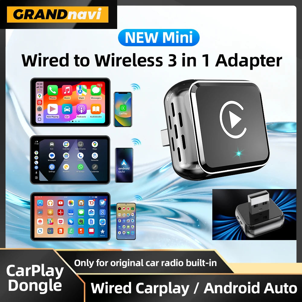 Wireless CarPlay For Apple iPhone Airplay Smart AI Box Bluetooth WiFi Android Auto Connect Car System 3in1 Car Play Adapter