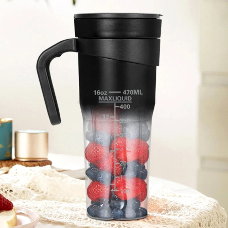 Portable Electric Juicer USB Rechargeable Multifunctional Blender Juicer Cup Suitable for Juice Milkshakes 6 Blades Cutter 470ML