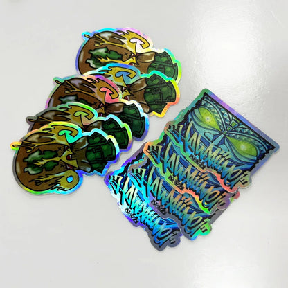 50pcs Custom Die Cut Vinyl Holographic Stickers Personalized Party Cutout Shiny Business Labels Decal Wedding Packing Decoration