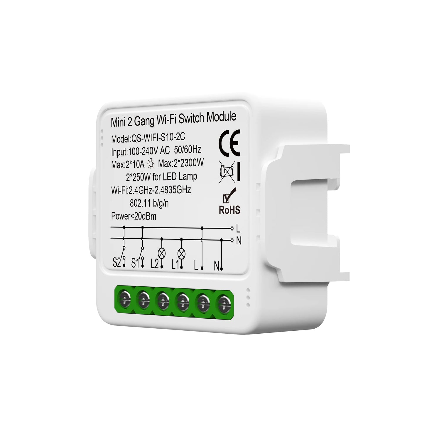 Tuya WiFi Smart Switch Module 1/2/3 Gang Switch Mini Smart DIY Breaker Smart Life 2 Way Control Works with Alexa Google Home