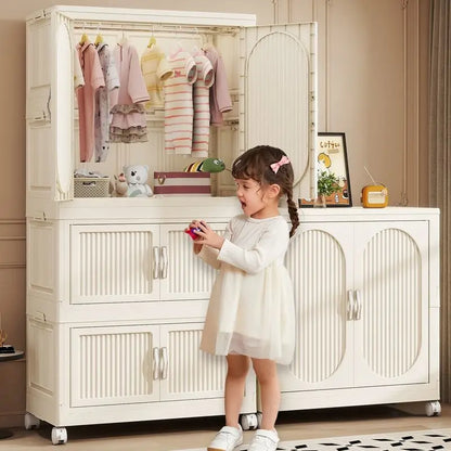 Foldable Baby Closet Plastic Infant Wardrobe Children's Clothing Storage Cabinet for Home Bedroom No Installation Needed