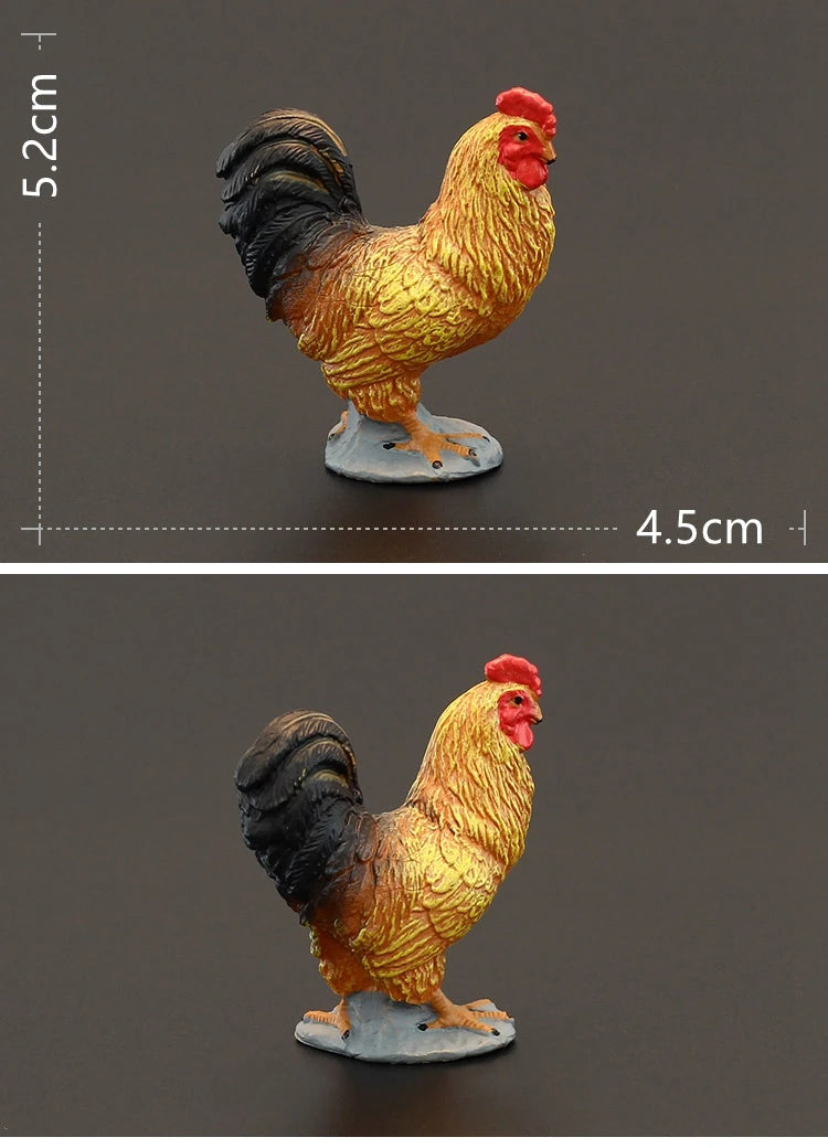 Solid simulation animal model domestic chicken rooster hen chick ornaments home decoration crafts