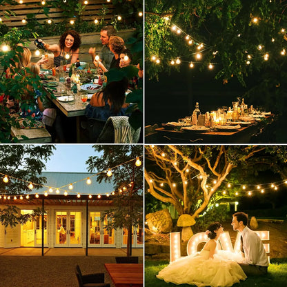 G40 LED Globe String Lights Outdoor EU Plug, IP65 Plastic Bulbs, Balcony Garland Fairy Lamps for Wedding Christmas Party Decor