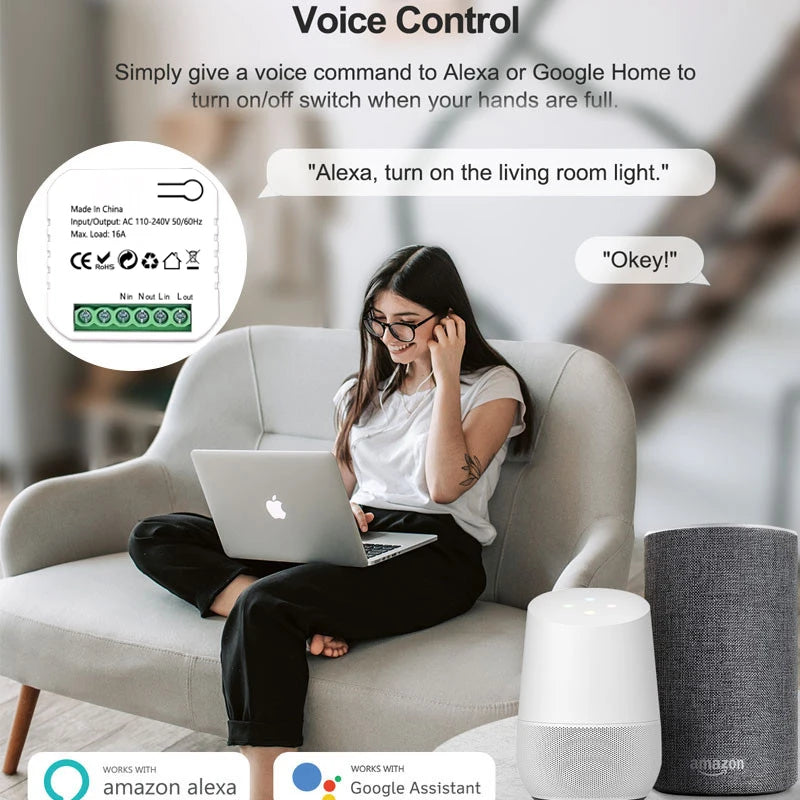 ZigBee Socket Switch Tiny Module Smart App Energy Monitor Timer 16A Overload Protect Supports Google Home Alexa