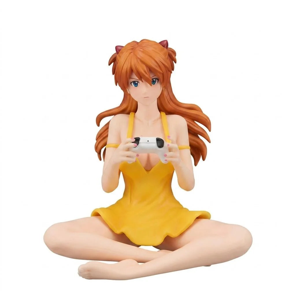 11cm Gaming Ver Figure EVA Kawaii Girl Yellow Dress Sitting Pose Anime Action Figurine Collectible Model Doll Birthday Gift