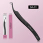 SAKURAHANA Professional Eyelash Tweezers Black Fiber Tip For Lash Extensions Mega Volume Mink Lashes Tool Makeup Artist Kit