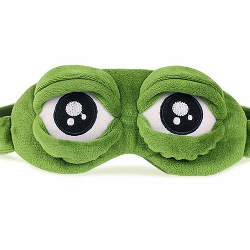 1PC Green 3D FROG Sleeping Mask Eyeshade Plush Eye Cover Travel Cartoon Eyeshade for Eye Travel Relax Sleeping Gift