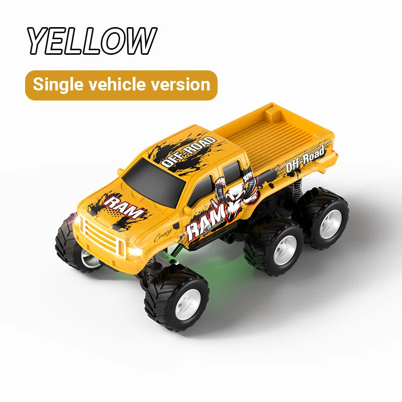 JJRC 1:64 Mini 6-Wheel Alloy RC Offroad Pickup Truck With Trailer & Speedboat Full Proportional Remote Control Car Boys Gift Toy