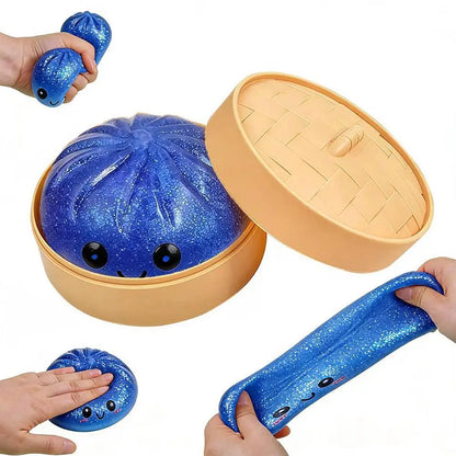Simulation Flash Dumpling Pressure Ball Slow Rebound Soft Pinch Decompression Squishy Stress Relief Balls with Steamer