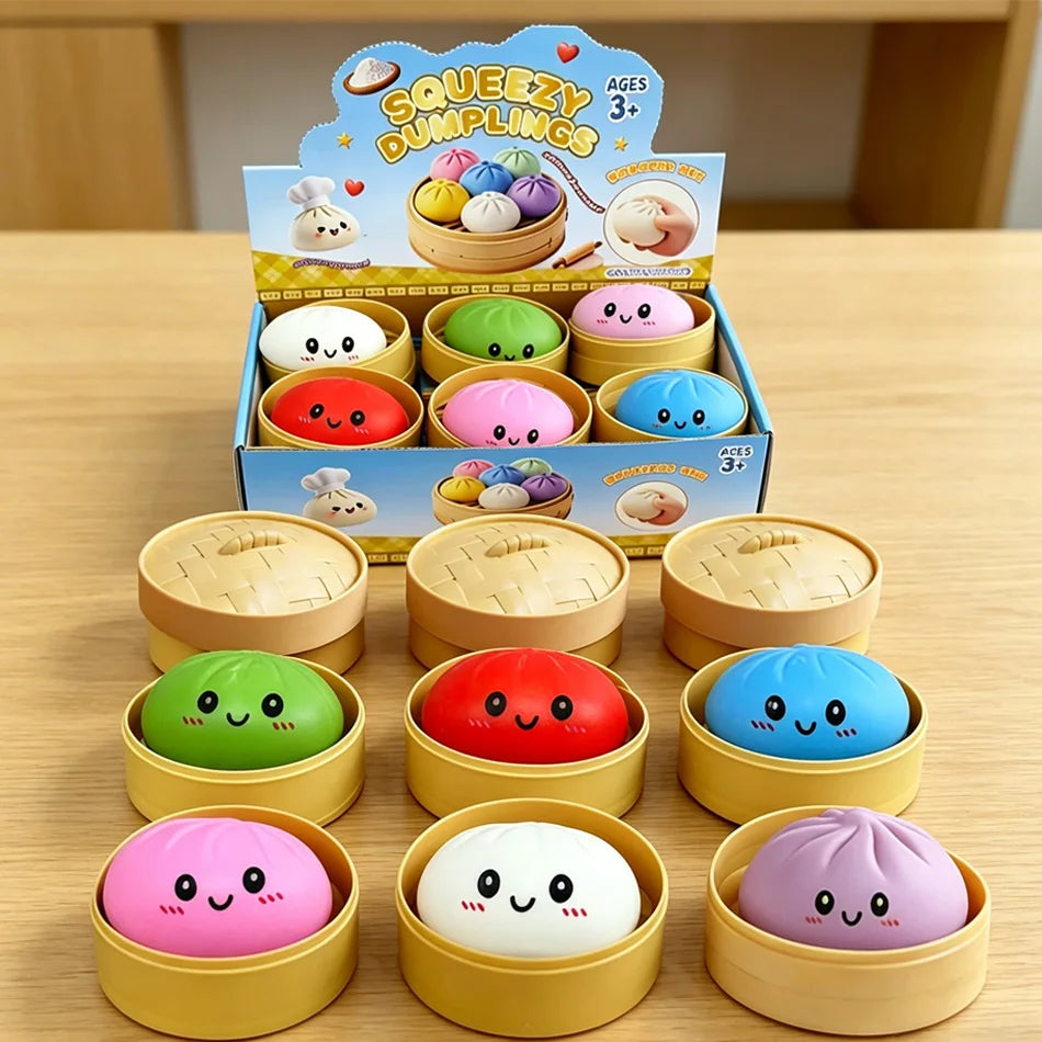 Glitter dumpling squishies Glitter Dumpling Squishy with Box Dumplings Sensory Dumpling Pressure Toy for Stress Relief