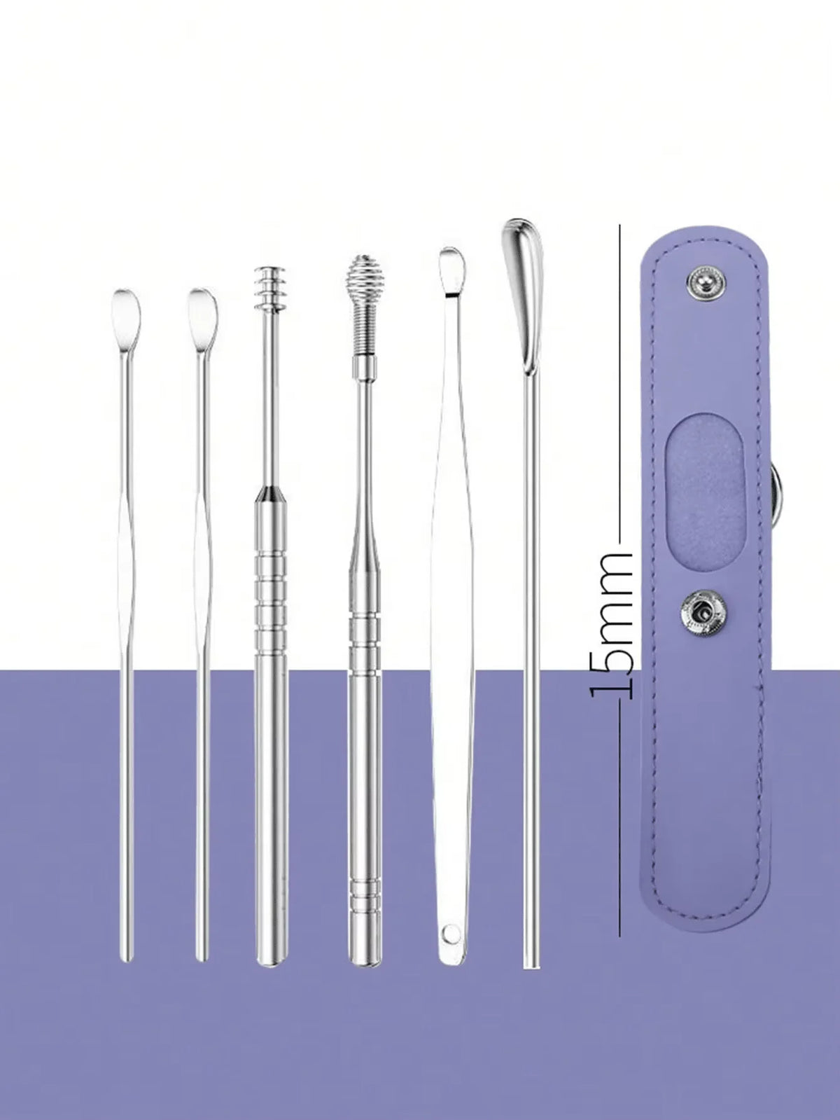 Ear Cleaning Tool Stainless Steel Ear Pick Kit &1 Set Storage Bag Earwax Remover Tool Earpick Wax Remover Remover Piercing Kit