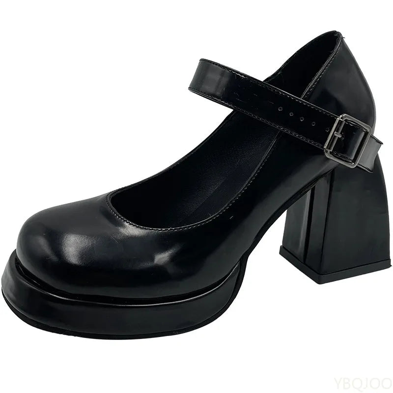 2026 New Coarse Heel Waterproof Platform Spicy Women's High Heels Thick Sole Height Increasing Temperament Women's Single Shoes