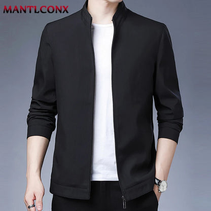 Spring Autumn Men's Jacket Thin Casual Business Jacket Men Office Dress Coat Man Social Jackets for Men Outerwear Black M-XXXL