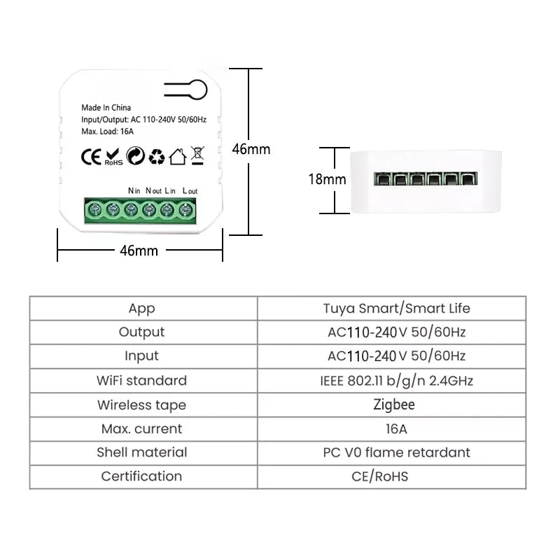 Smart ZigBee Socket Switch Module KWh Meter Energy Monitor Timer 16A Overload Protect Support Google Home Alexa