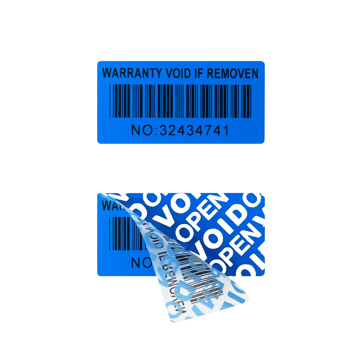 100pcs Blue 40x20mm Tamper-Proof Warranty Stickers Anti-Counterfeiting Seal Labels with Serial Number Two-Dimensional Code