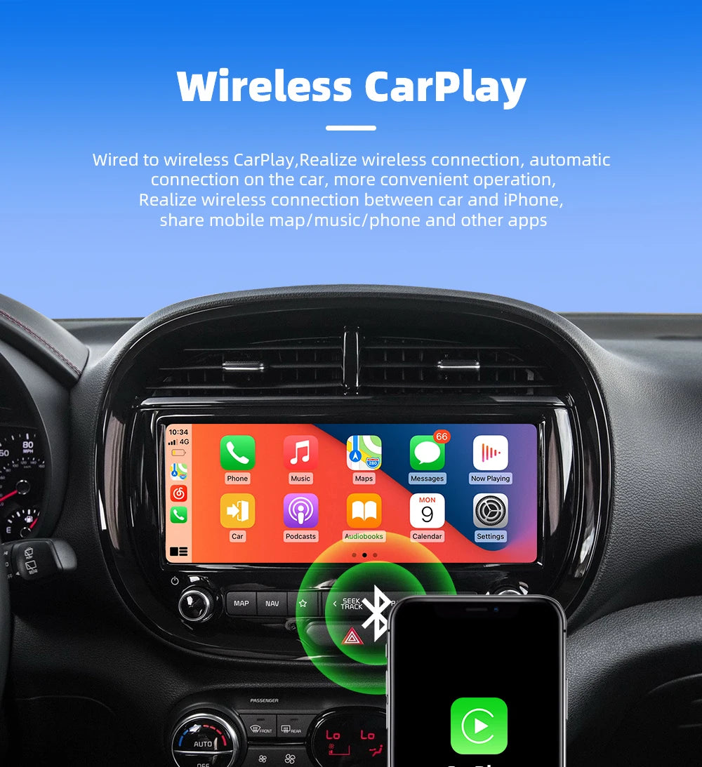EKIY 2in1 Wireless CarPlay Dongle Wireless Android Auto Adapter Car Intelligent Systems AI Smart Box For Car With Wired CarPlay