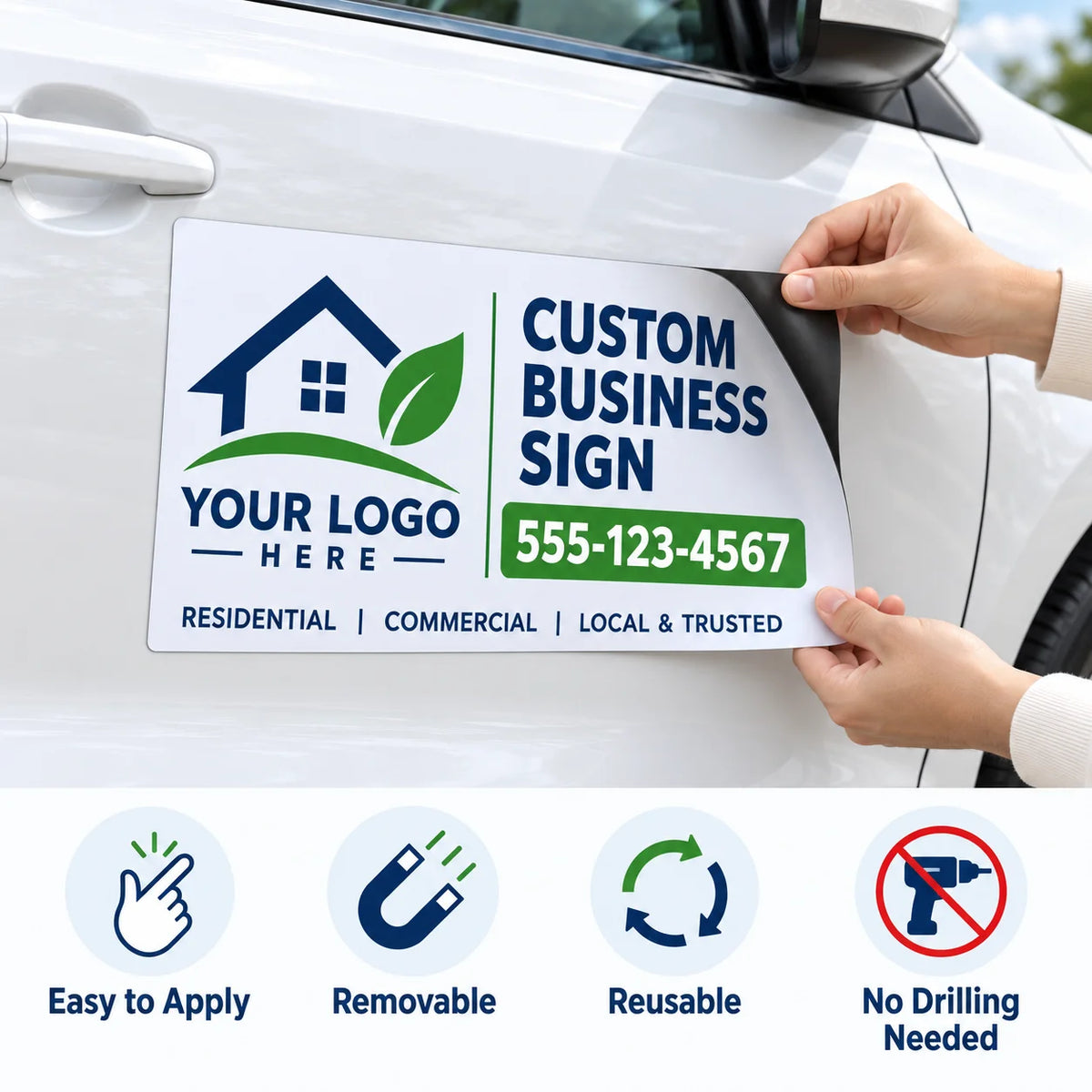 Custom Car Magnetic Sign Personalized Vehicle Logo Text Decal for Cars Trucks Business Advertising Door Magnet
