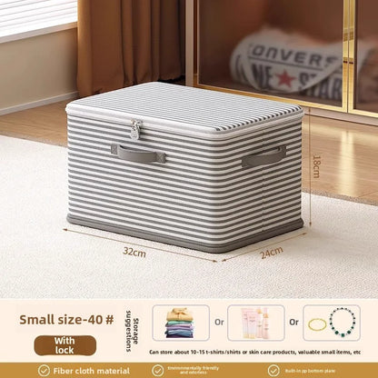 Lockable storage box, used for organizing clothes, blankets, toys in wardrobes, foldable password storage box