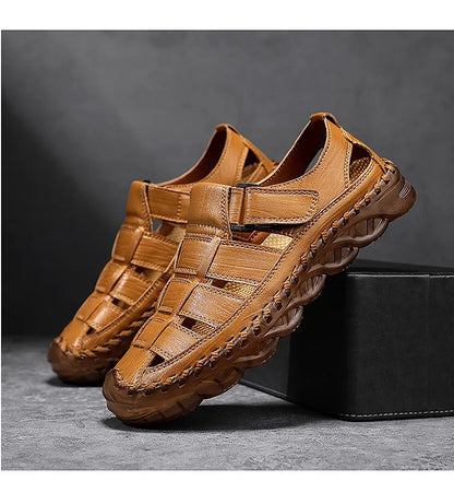 Large Size Summer New Men's Beach Sandals Outdoor Casual Leather Bag Head Wear-resistant Breathable Men's Shoes