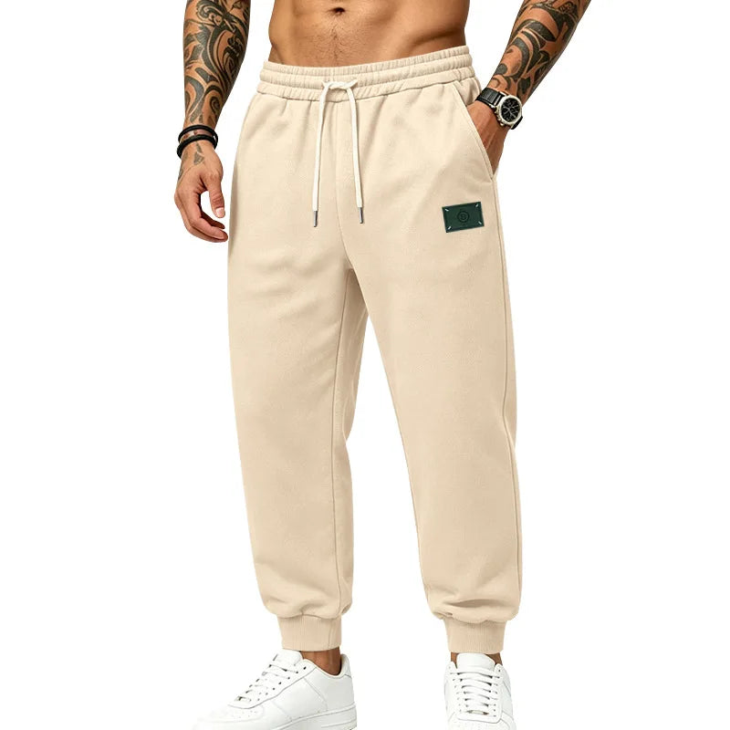 Men's Fleece Lined Jogger Pants, Autumn Winter Heavyweight Sweatpants, Drawstring Loose Fit Outdoor Sports Warm Trousers