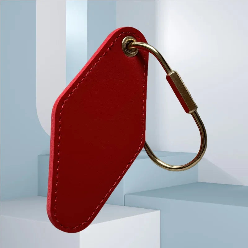 Vintage Custom Logo Diamond Shape PU Leather Keychain Personalized Name Key Chain Ring Personalize Hotel Door Number Keyring