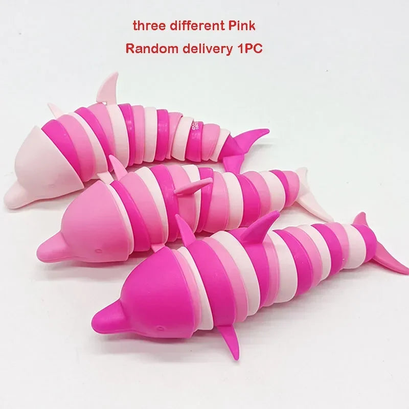 Stress Relief Toys Fidget Toys Kids Adults Funny Buckle Slug Dolphin Shark Anxiety Antistress Squishy Toy Keychain Accessories