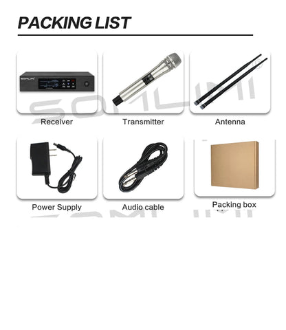 SOMLIMI-Q-K8-Silvery UHF Profeesional Wireless Microphone System Dynamic Long Distance Party Singing Stage Performances